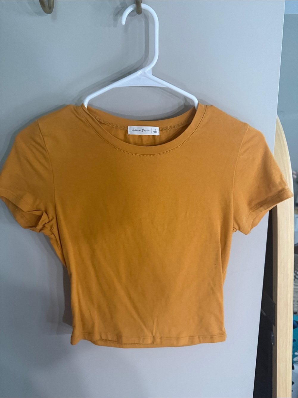 Active Basic Mustard Cropped Tee - Short Sleeve Crewneck